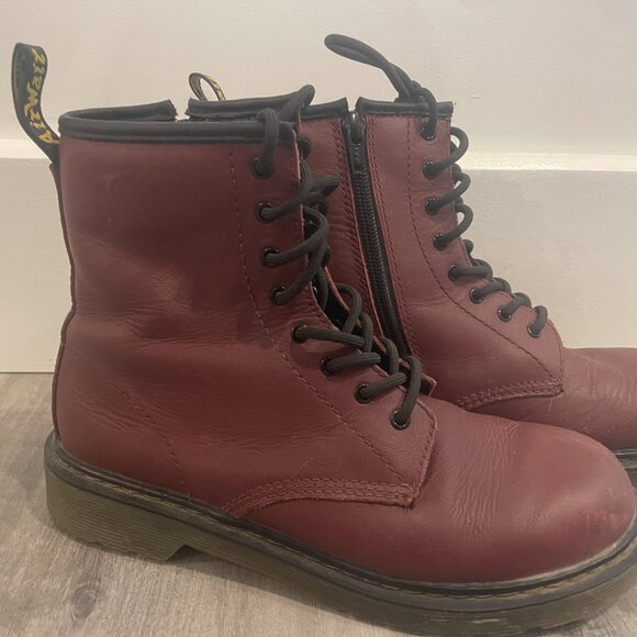 Doc Martens VTG Burgandy 1460 Lace & Zip Boots Unisex - Picture 1 of 8